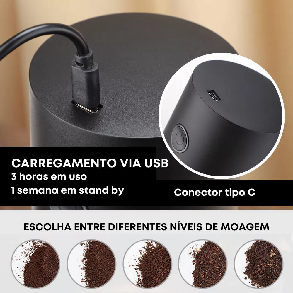 Moedor de café automático recarregável usb 